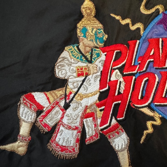 Vtg Planet Hollywood Bangkok Bomber Jacket XL 100% Silk Black Embroidered Rare - Picture 11 of 13